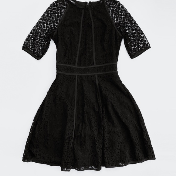 Reiss Black Paneled Lace Overlay Bounty Dress - Picture 4 of 7